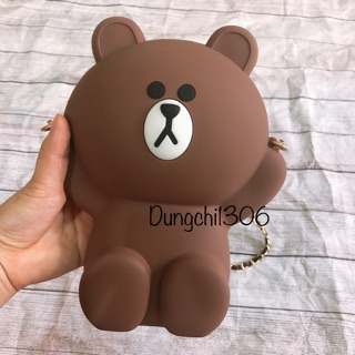 Túi gấu Brown hot hit đựng điện thoại, túi gấu silicon