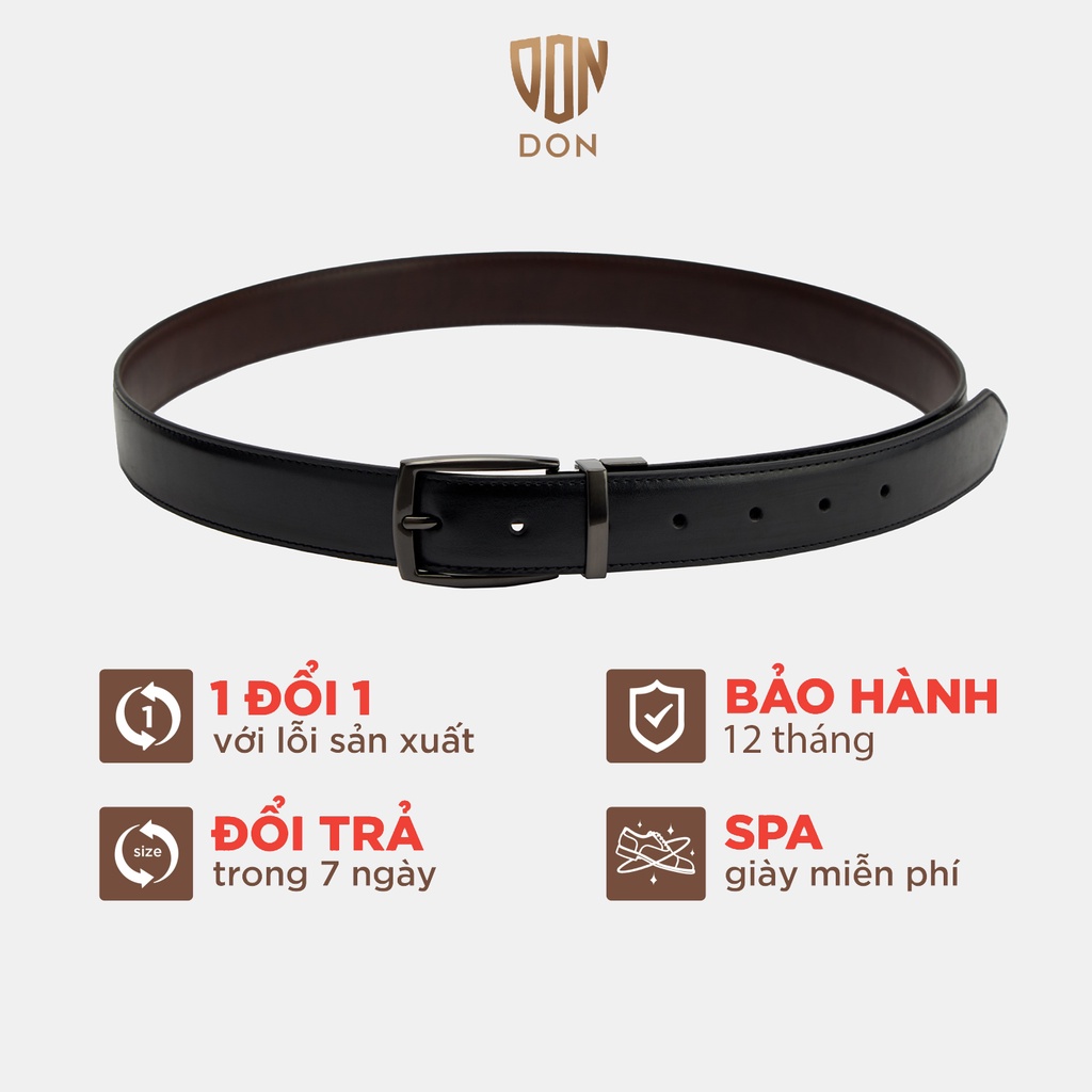 Thắt Lưng Da 2 Mặt Nâu & Đen Xuất Khẩu Mỹ DON ITALO Sx Trực Tiếp Nhà Máy Tại Việt Nam, Da Thật Cao Cấp DONTL06