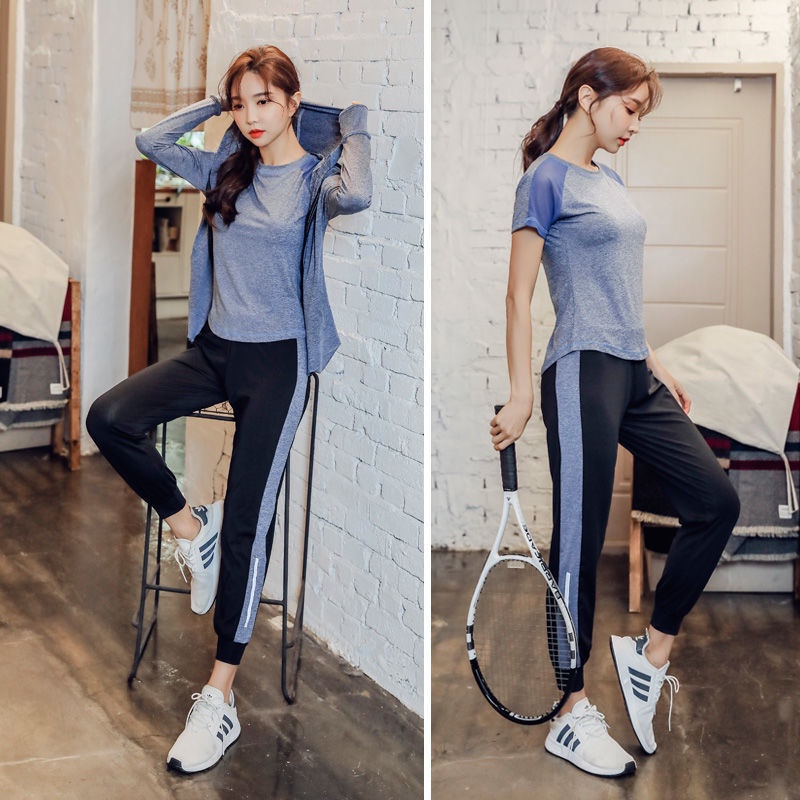 Quần áo tập yoga nữ quần áo tập thể dục mùa hè Plus size gym chạy bộ thể thao phù hợp với phụ nữ chạy bộ buổi sáng