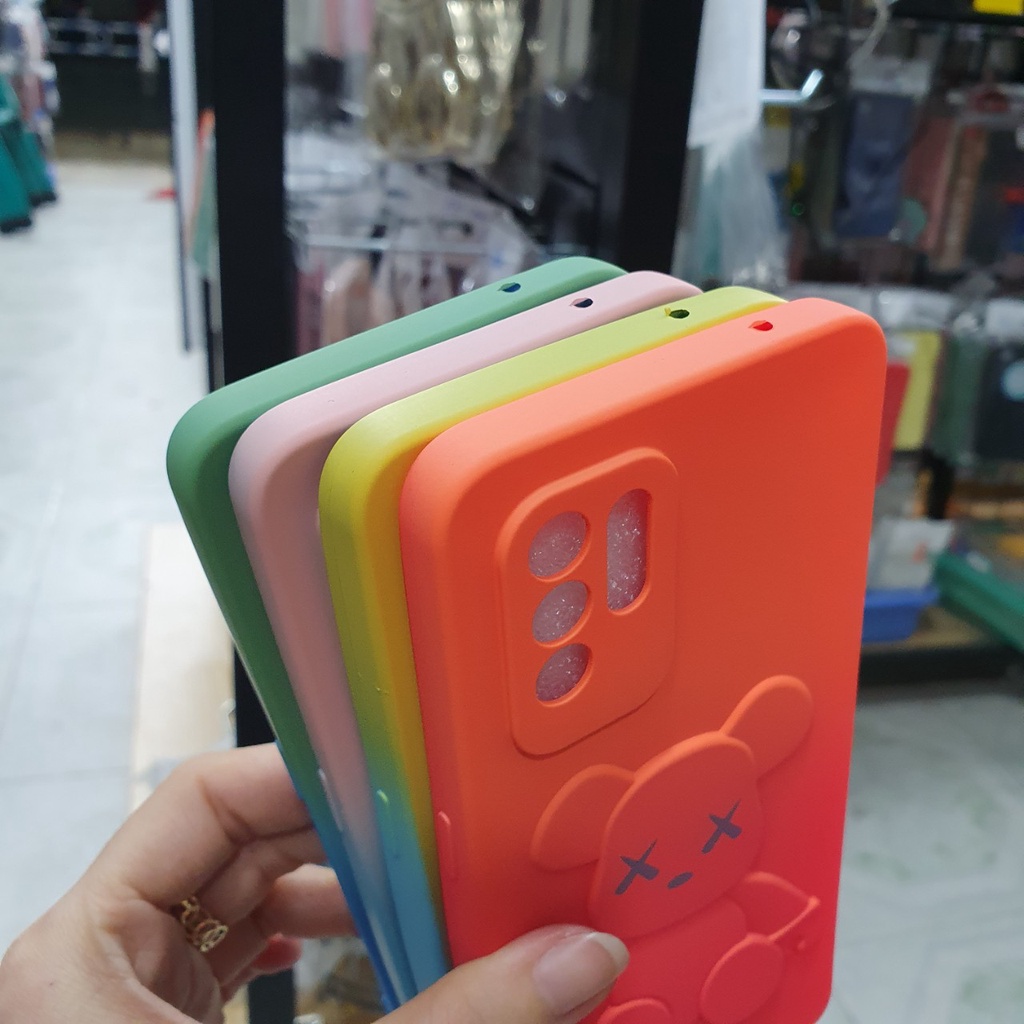 Ốp điện thoại Oppo Reno 6Z dẻo màu in hình gấu nổi