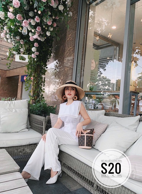 Bigsize Set áo cổ vuông ren S20
