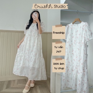 [ CRUSHH STUDIO - ẢNH CHÍNH CHỦ ] D16 - Đầm babydoll tơ hoa cam