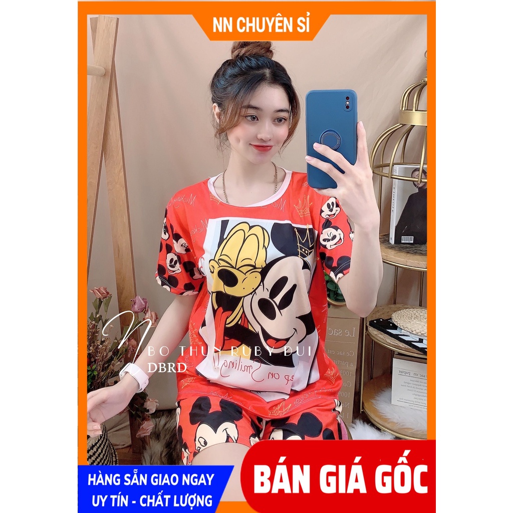 Đồ bộ nữ mặc nhà size 5 ký đến 60 ký hoạt hình 3d chuột mickey kitty gấu dễ thương cho mẹ và bé gái DBRBD SIZE 4 ĐẾN L
