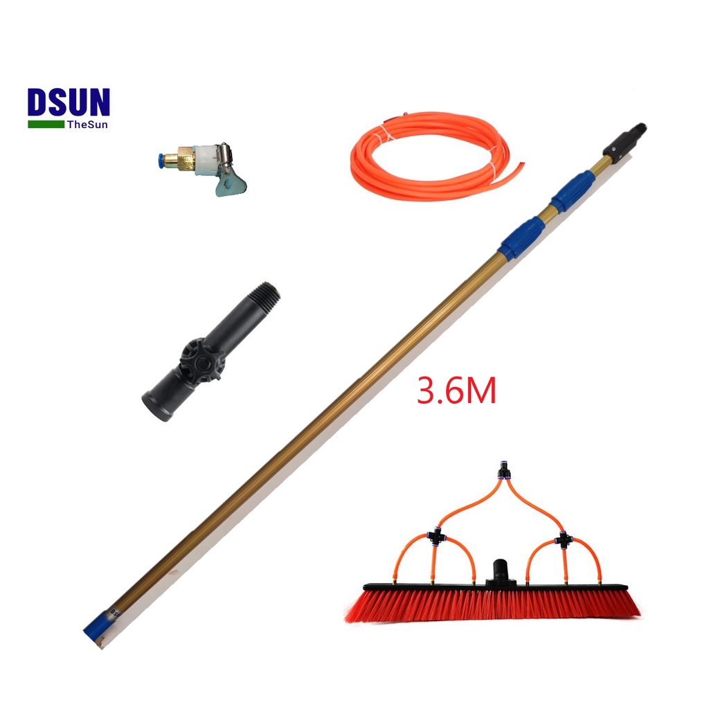 Chổi lau tấm pin năng lượng mặt trời DSUN DS21-36, bàn chải 60cm, 6 đầu nước ra bàn chải, có khớp chuyển hướng bàn chải