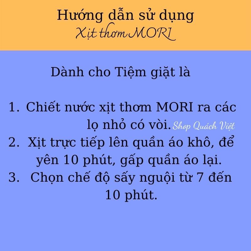 Xịt thơm quần áo MORI hương Comfor + 3 bình xịt nhỏ, dung tích 5L