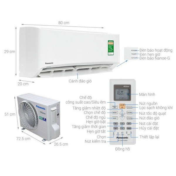 Máy Lạnh Panasonic Inverter 1 HP CU/CS-XPU9XKH-8 - Hàng chính hãng ( LIÊN HỆ VỚI NGƯỜI BÁN ĐỂ ĐẶT HÀNG)