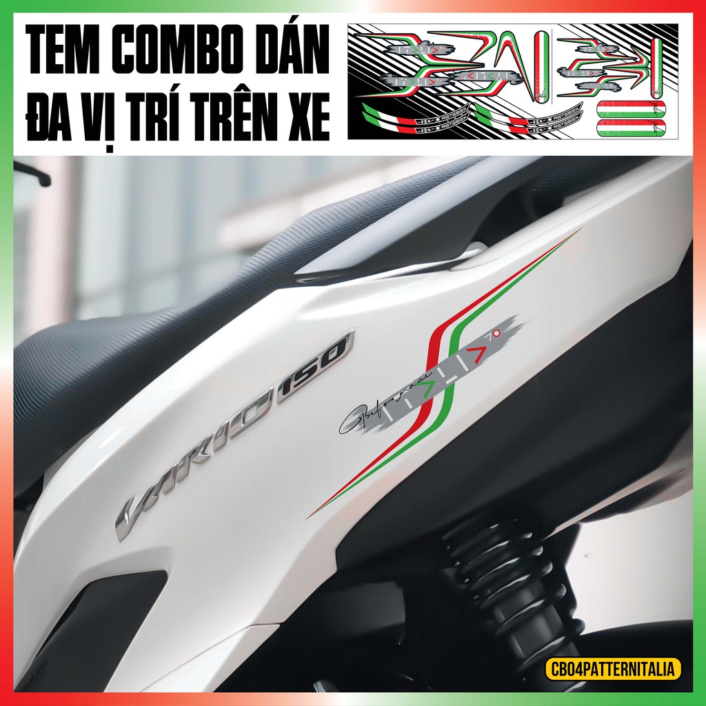 Tem Xe Máy Italia Partent Dán Đa Vị Trí Trên Xe | 2CBPATENITALIA | Chất Liêu PVC 5 Lớp Chống Nước, Chống Thấm