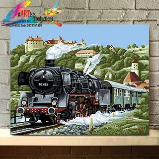 Tranh sơn dầu treo tường số hoá tự tô - Xe lửa