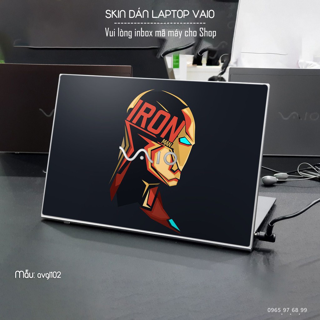 Skin dán Laptop Sony Vaio in hình iron man - Avenger - avgl102 (inbox mã máy cho Shop)