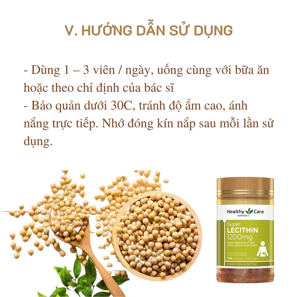 Tinh chất mầm đậu nành Healthy Care Super Lecithin 1200mg Úc - Hàng chính hãng