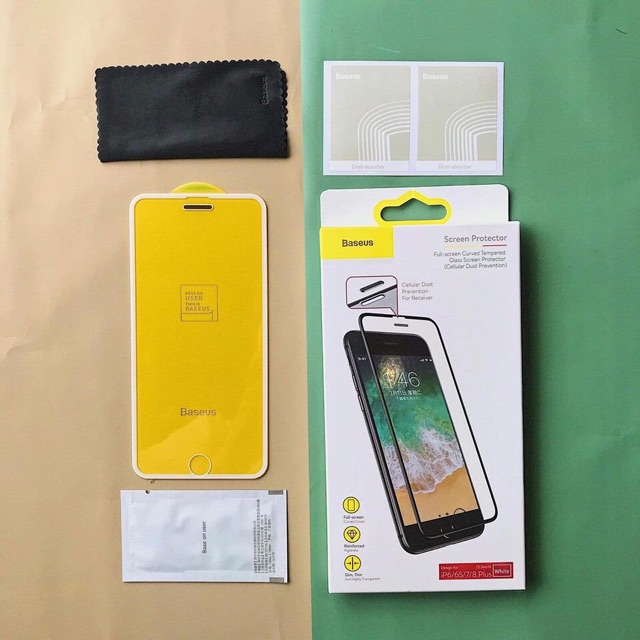 Kính Cường Lực Baseus Bảo vệ Loa iPhone 6/6s/7/8 full màn