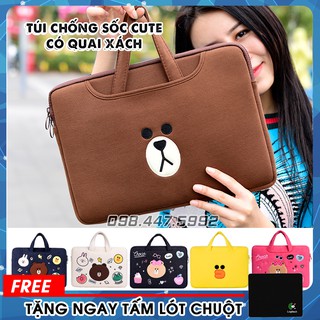 Túi Chống Sốc Laptop Macbook Phong Cách Hàn Quốc (Có Quai Xách)- Chống Sốc 4 Lớp, Phủ Nhung Êm Ái - Tặng 1 Tấm Lót Chuột