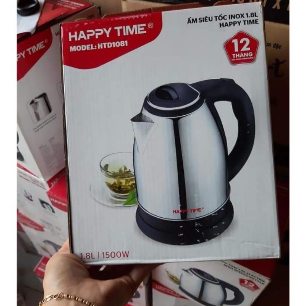 Ấm Siêu Tốc Happy Time 18 Lit-Chất Inox Chịu Nhiệt,Chống Dỉ,Có Đèn Báo,Bảo Hành 12 Tháng