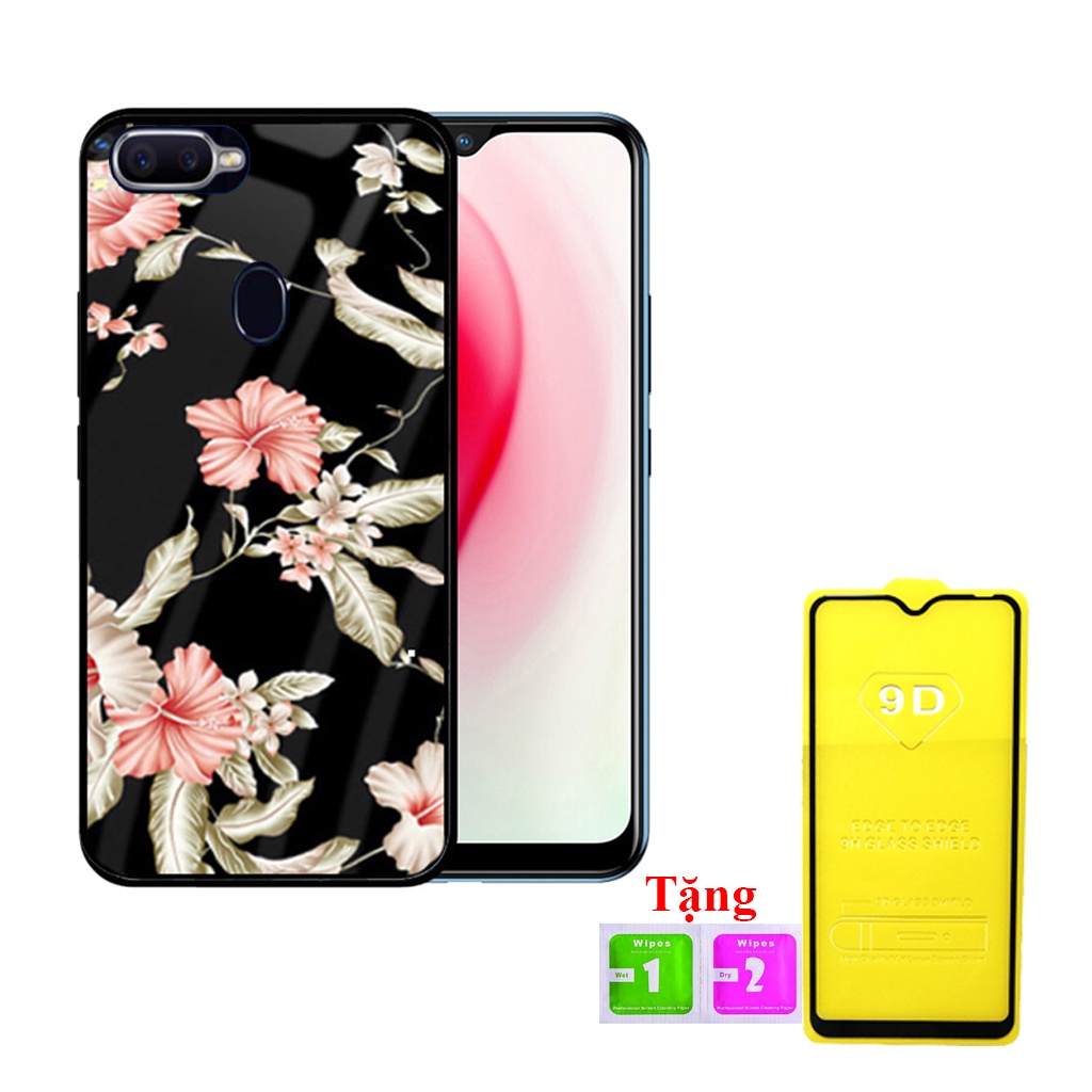 &quot;Combo 1 ốp lưng Oppo F9  + 1 Cường Lực&quot; Mặt kính 3D sang trọng_Không Nhòe, Không Phai Hình ( Tim shop )