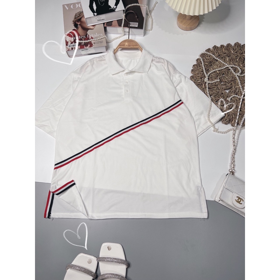 [HÀNG MỚI GIÁ RẺ ƯU ĐÃI LỚN] Áo phông Polo vạch chéo cổ bo dệt đen trăng hàng hót 2022 cho nam và nữ