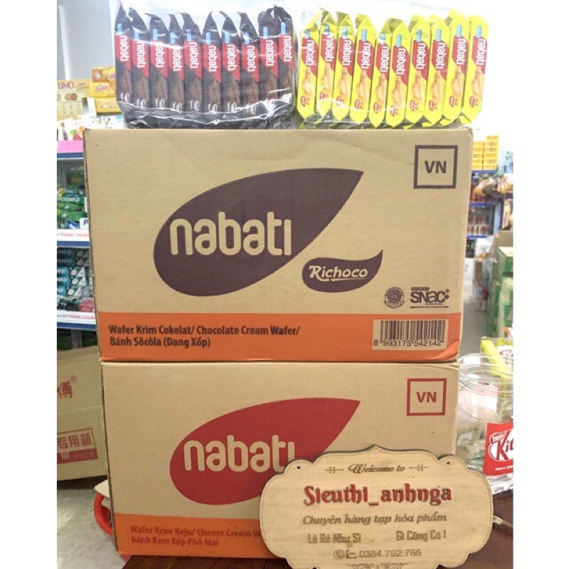 1 thùng bánh Nabati Phô Mai/Socola Bịch 10 Gói x 17g