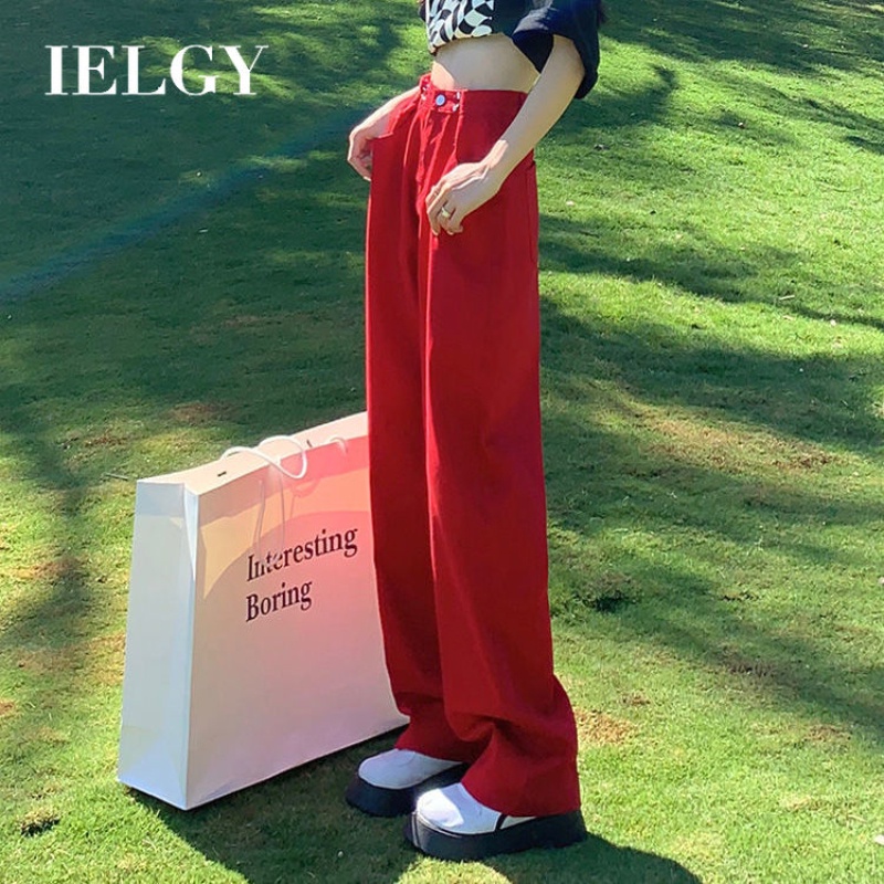 Quần jeans nữ IELGY lưng cao ống rộng phong cách đường phố