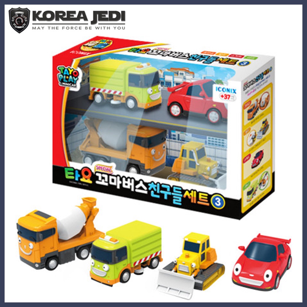 ★Little Bus Tayo★ Những người bạn đặc biệt số 3 Xe buýt cỡ nhỏ 4 Pcs  Bộ đồ chơi xe ô tô dành cho trẻ nhỏ /phục dụng với Tayo  Chơi đồ chơi