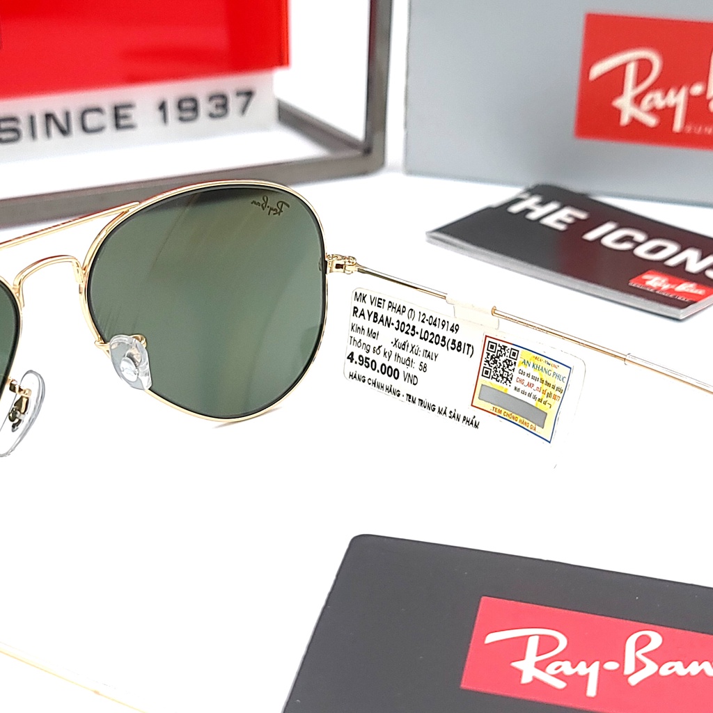 Kính mát RayBan Aviator RB3025-L0205 hàng hiệu Italy