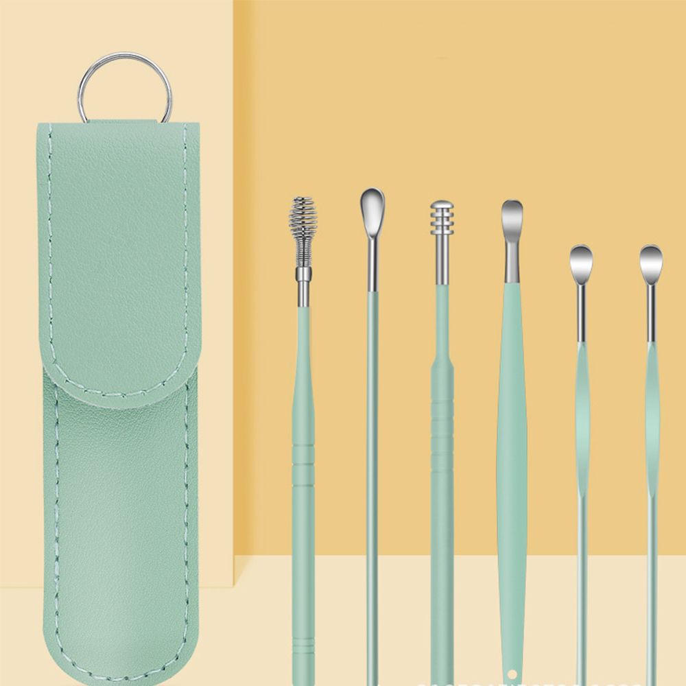 MKEB  Set 6 dụng cụ lấy ráy tai bằng thép không gỉ có thể tái sử dụng