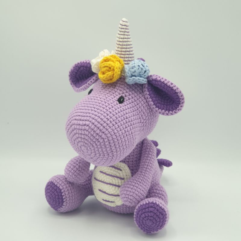 Gấu bông móc len Amigurumi cao cấp Amiu Việt Nam - Rồng một sừng đồ chơi nhồi bông handmade cho bé - SP000055