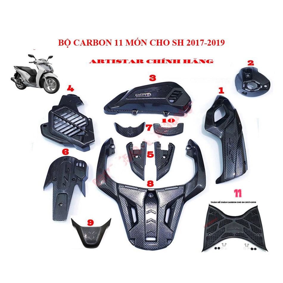 COMBO BỘ CACBON 11 MÓN CHO SH 2017-2019  ( chi tiết liệt kê bên dưới)