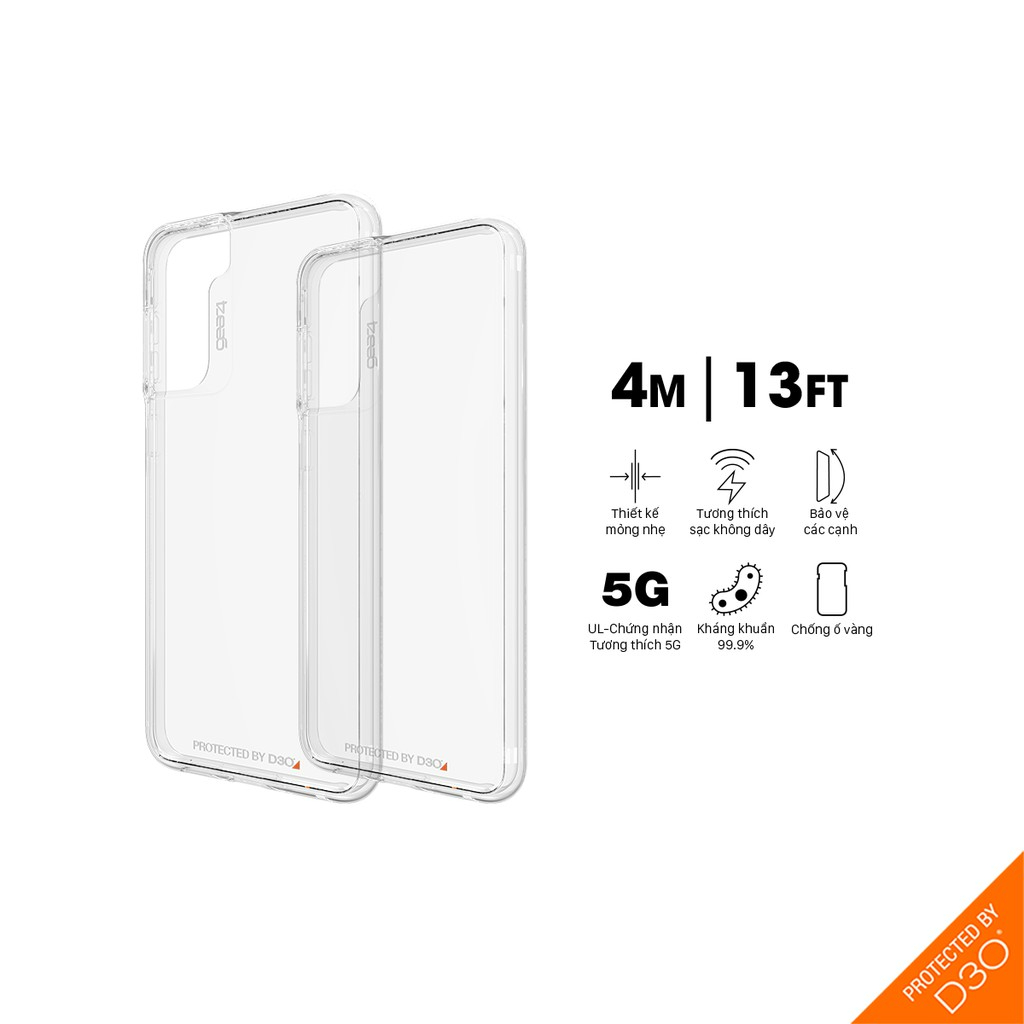 Ốp lưng chống sốc Gear4 D3O Crystal Palace 4m cho Samsung Galaxy S21