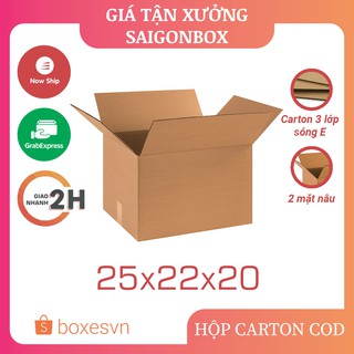 Combo 100 thùng hộp carton size 25x22x20 cm để đóng gói hàng hóa