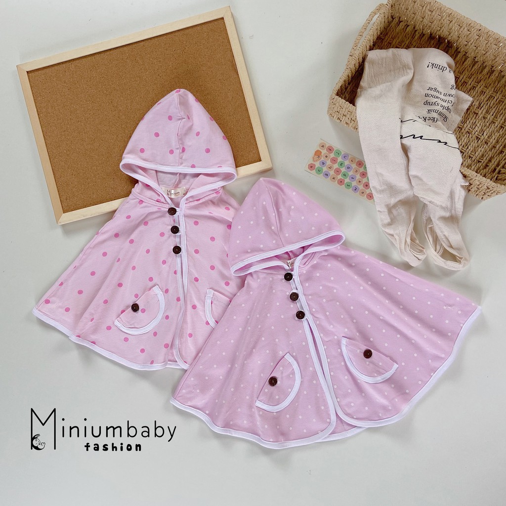 Áo khoác choàng cho bé Minium, áo cánh dơi bé dưới 8 tháng tuổi chất cotton-BIHONGTIM