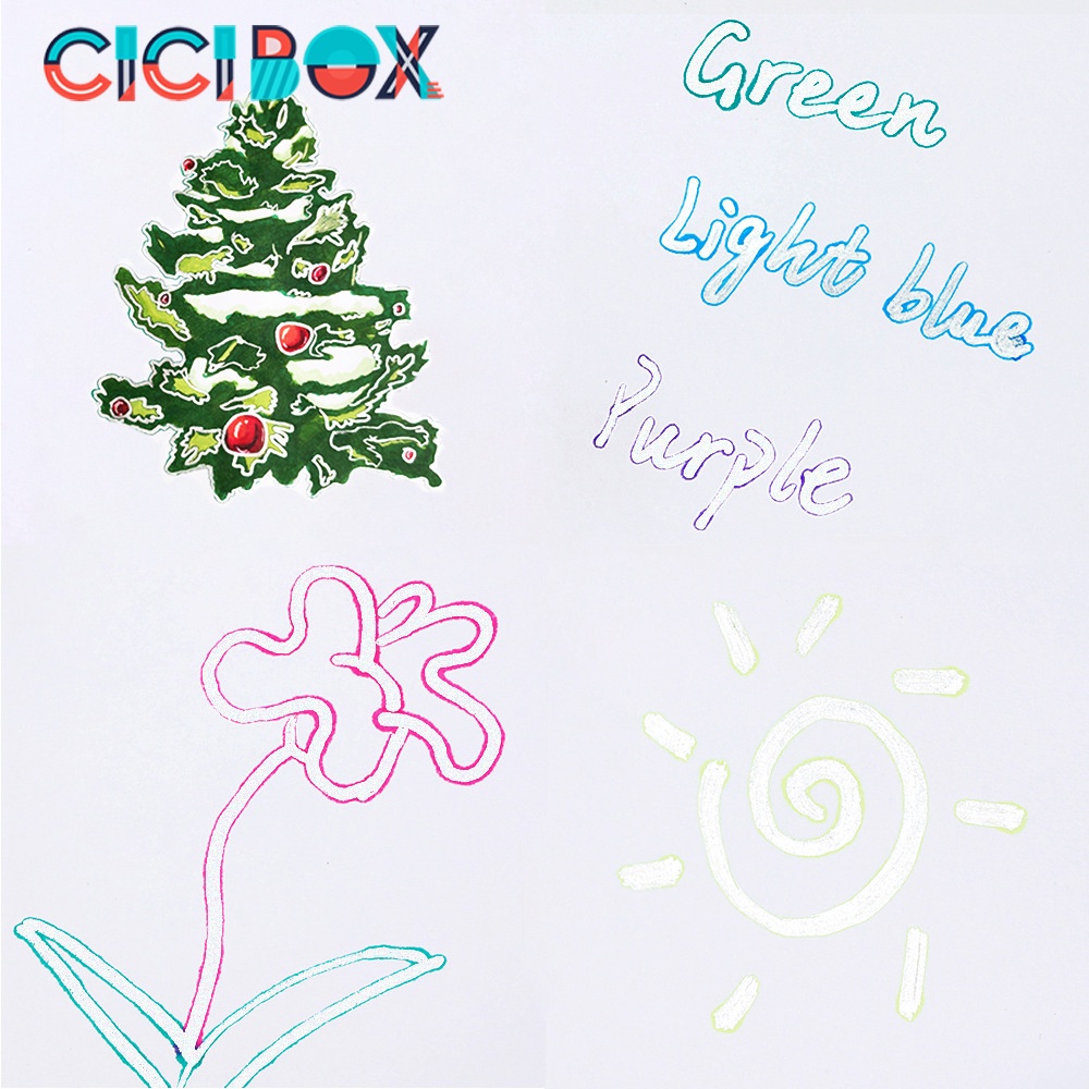 Bút nhũ ghi chú meili liner màu ánh nhũ dùng vẽ nghệ thuật, Bộ bút Highlight phong cách độc đáo CICIBOX