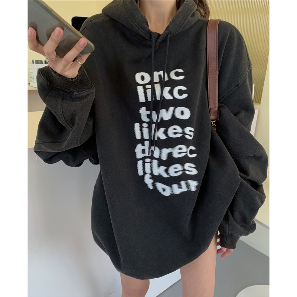 Áo khoác dáng rộng tay dài có mũ trùm thời trang thu đông cho nữ | BigBuy360 - bigbuy360.vn