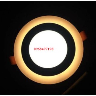 Đèn âm trần đổi màu viền vàng 6w-Đèn led âm trần 3 chế độ ánh sáng