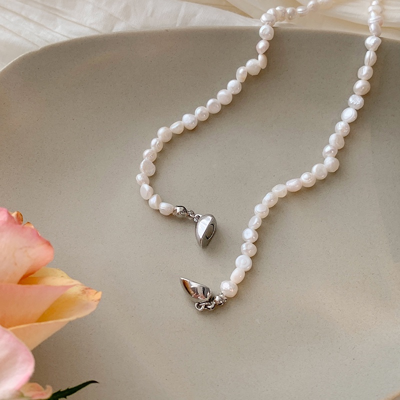 IF ME Vòng Cổ Choker Mặt Trái Tim Từ Tính Đính Ngọc Trai Giả Thời Trang Cho Nữ