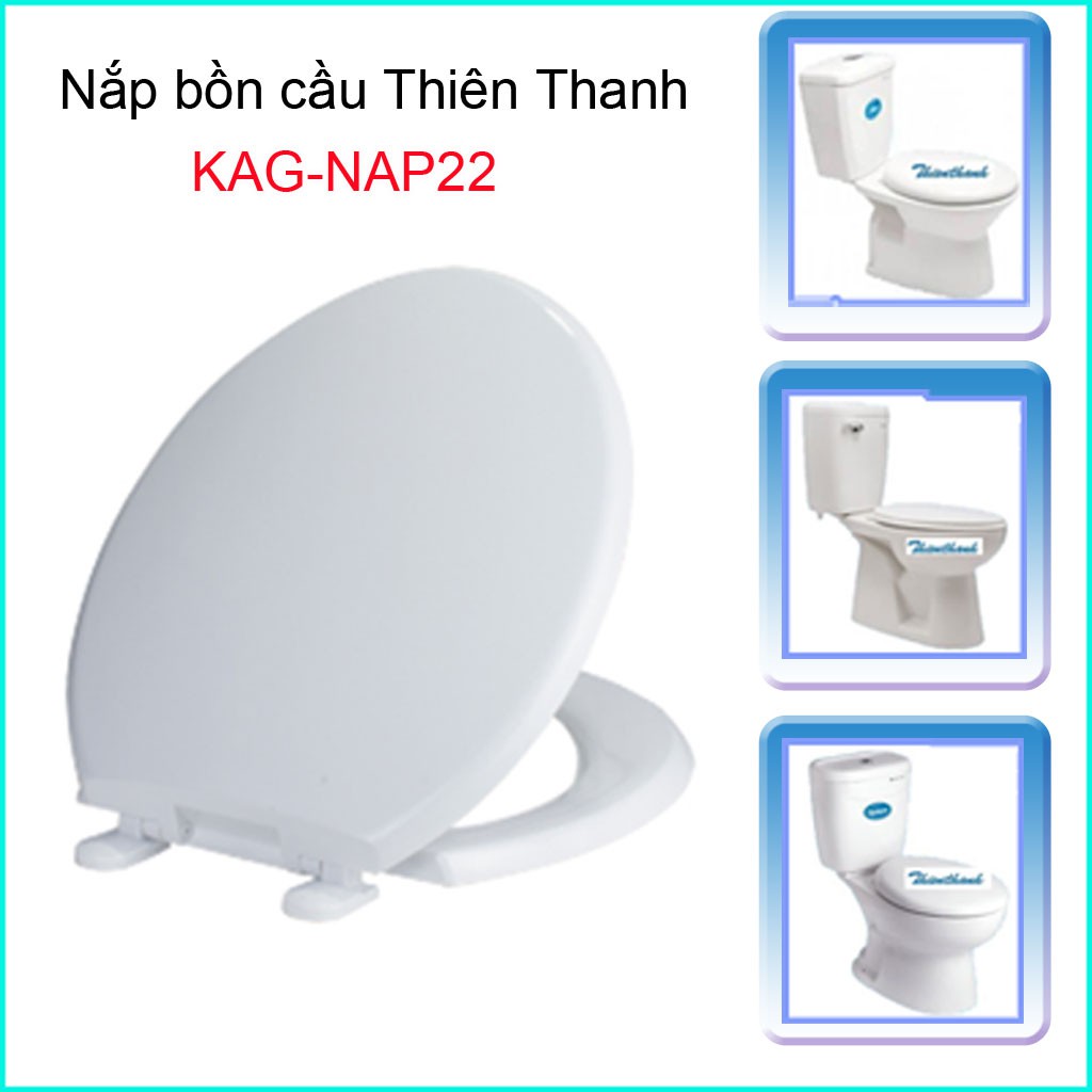 Nắp đậy cho bồn cầu Thiên Thanh KAG-NAP22T, Nắp ngồi xí bệt 2 khối nhựa trắng bóng dày đẹp