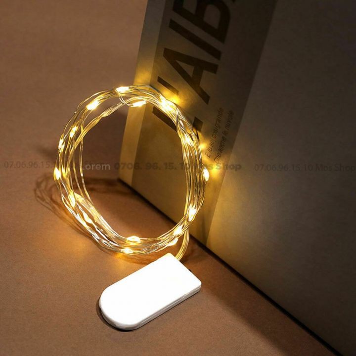 Dây đèn led trang trí dùng pin nhiều (màu trắng, vàng, lá, dương, hồng, bảy màu) Mos Shop