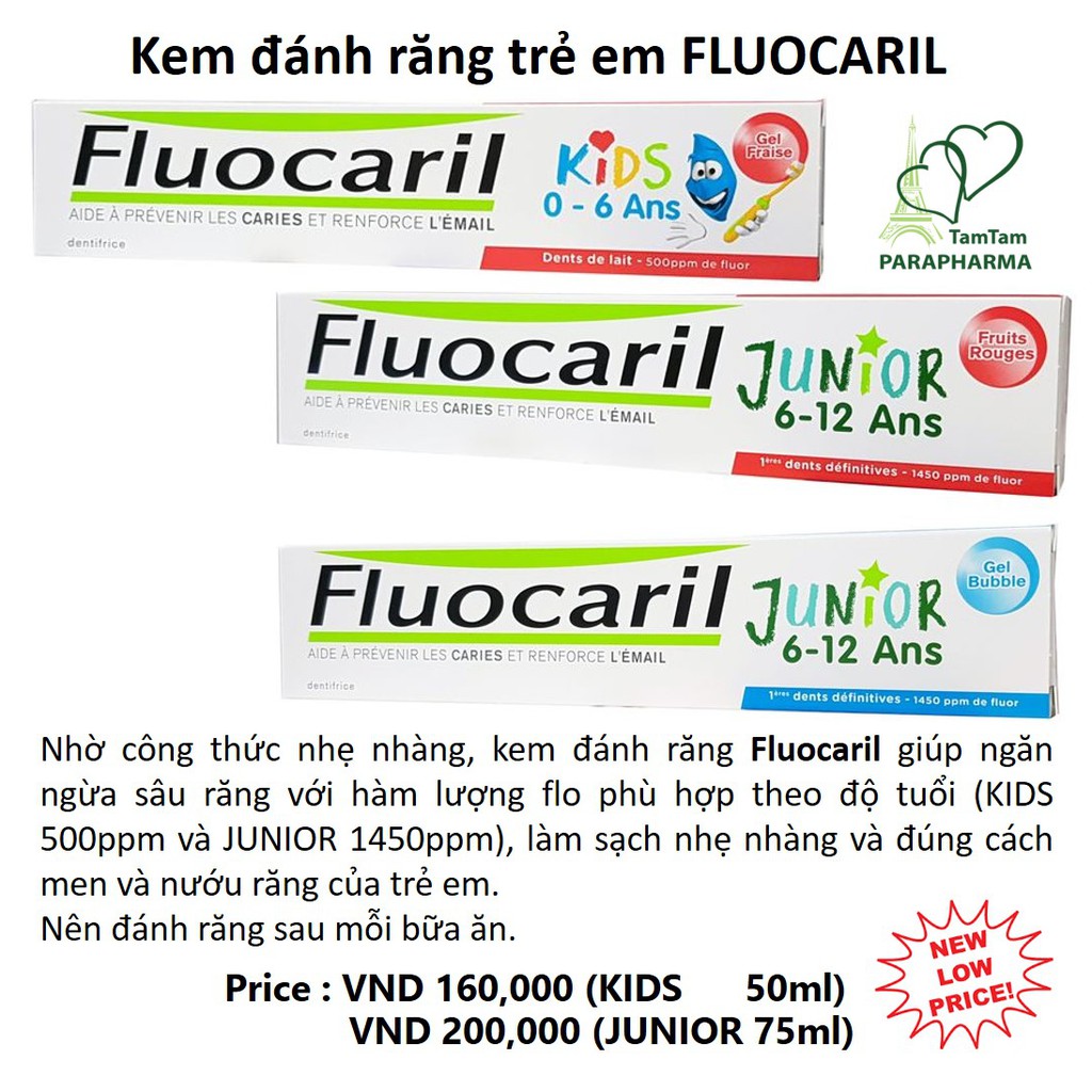 🇫🇷 Kem đánh răng trẻ em Pháp FLUOCARIL KIDS  / JUNIOR