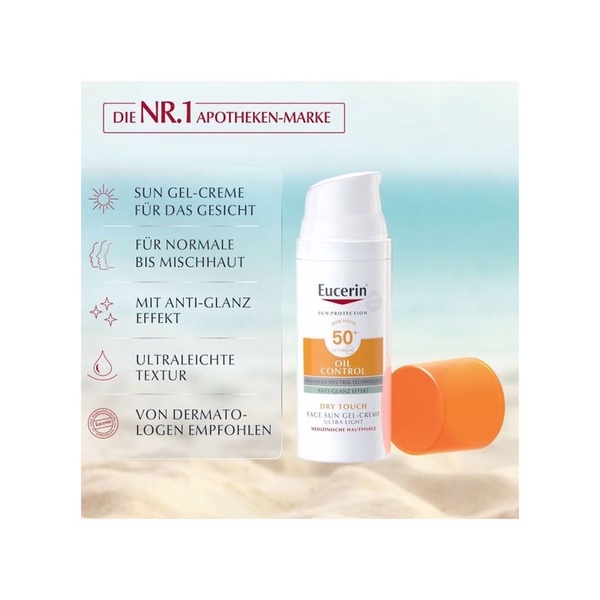 Kem chống nắng kiểm soát dầu nhờn Eucerin Sun gel Creme Dry Touch 50+ 50ml | BigBuy360 - bigbuy360.vn