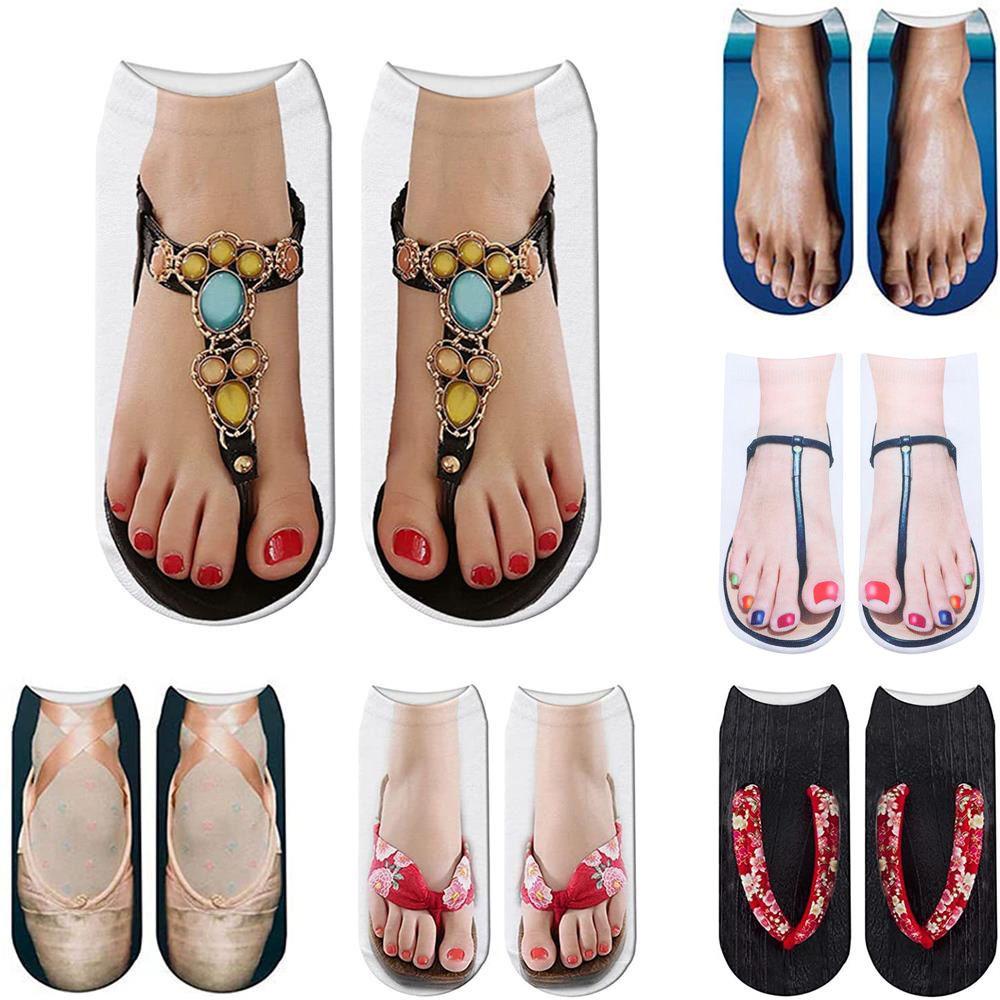 Vớ Cổ Thấp Mềm Mại Thoải Mái In Họa Tiết Vũ Công Ballet 3D Cho Người Lớn