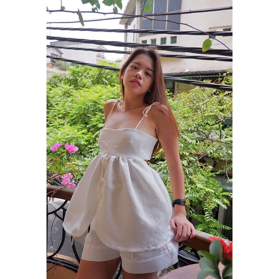 Áo 2 dây xoè BABY DOLL - vải gấm dày dặn - hàng thiết kế thương hiệu FLOY - ELENOR - Made In Vietnam | BigBuy360 - bigbuy360.vn