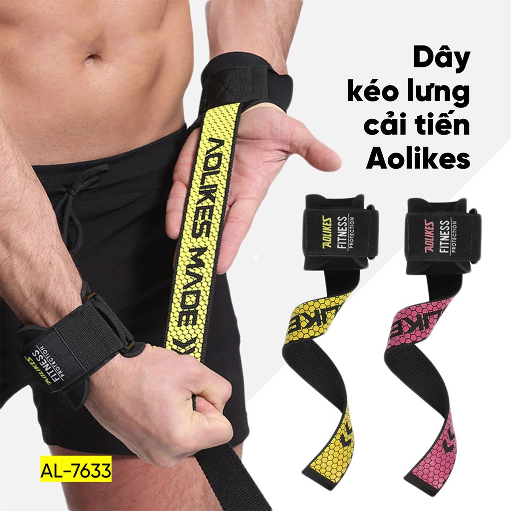 Dây Kéo Lưng Cải Tiến Aolikes AL-7633 | Quấn Cổ Tay Nâng Tạ, Đu Xà, Tập Gym Chính Hãng