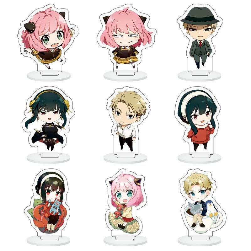 ( full set 9 cái ) Mô hình standee mini SPY X FAMILY GIA ĐÌNH ĐIỆP VIÊN mica trong acrylic anime chibi trang trí