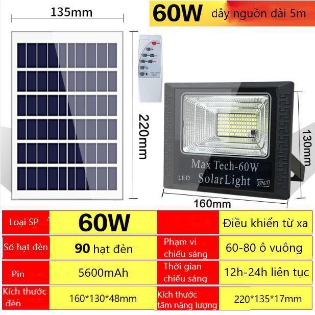 ĐÈN NĂNG LƯỢNG MẶT TRỜI MAX TECH  60W - 100W  SOLAR LIGHT - PIN SẠC TRỌN DỜI - CHỐNG NƯỚC IP67 , BẢO HÀNH 24 THÁNG