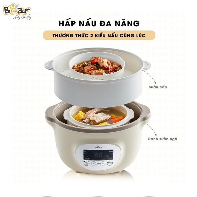 Nồi Nấu Cháo, Ninh, Hầm, Hấp Cách Thủy Bear 1.6l (model Sube002)