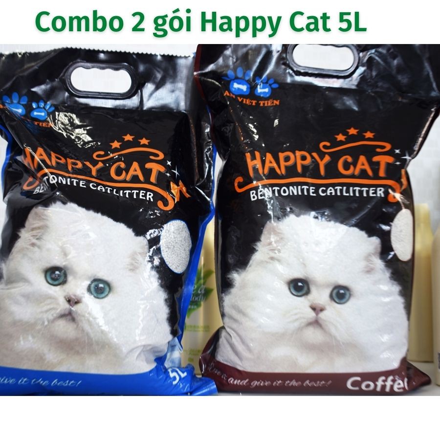[Combo] 2 gói cát vệ sinh cho mèo Happy Cat 5L ❤️FREESHIP❤️ Hương chanh, táo, cafe, lavender, baby