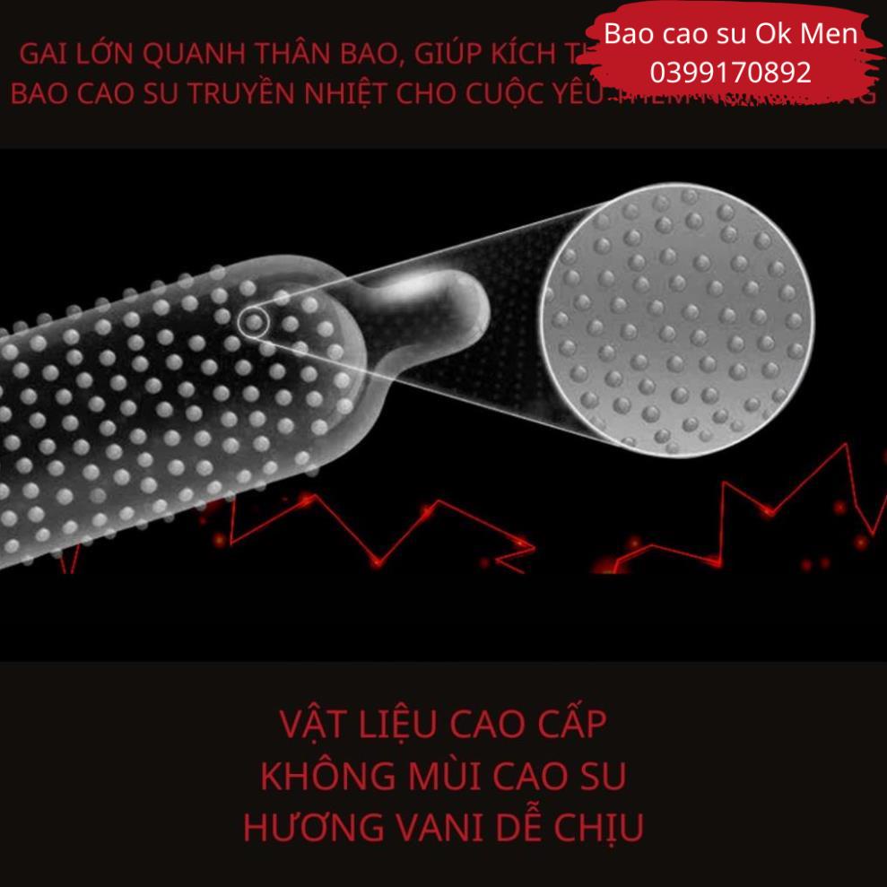 Bao Cao Su OLO 001 Nourishing đỏ, BCS Gai, Siêu Mỏng, Truyền Nhiệt Cao Cấp Hộp 10BCS