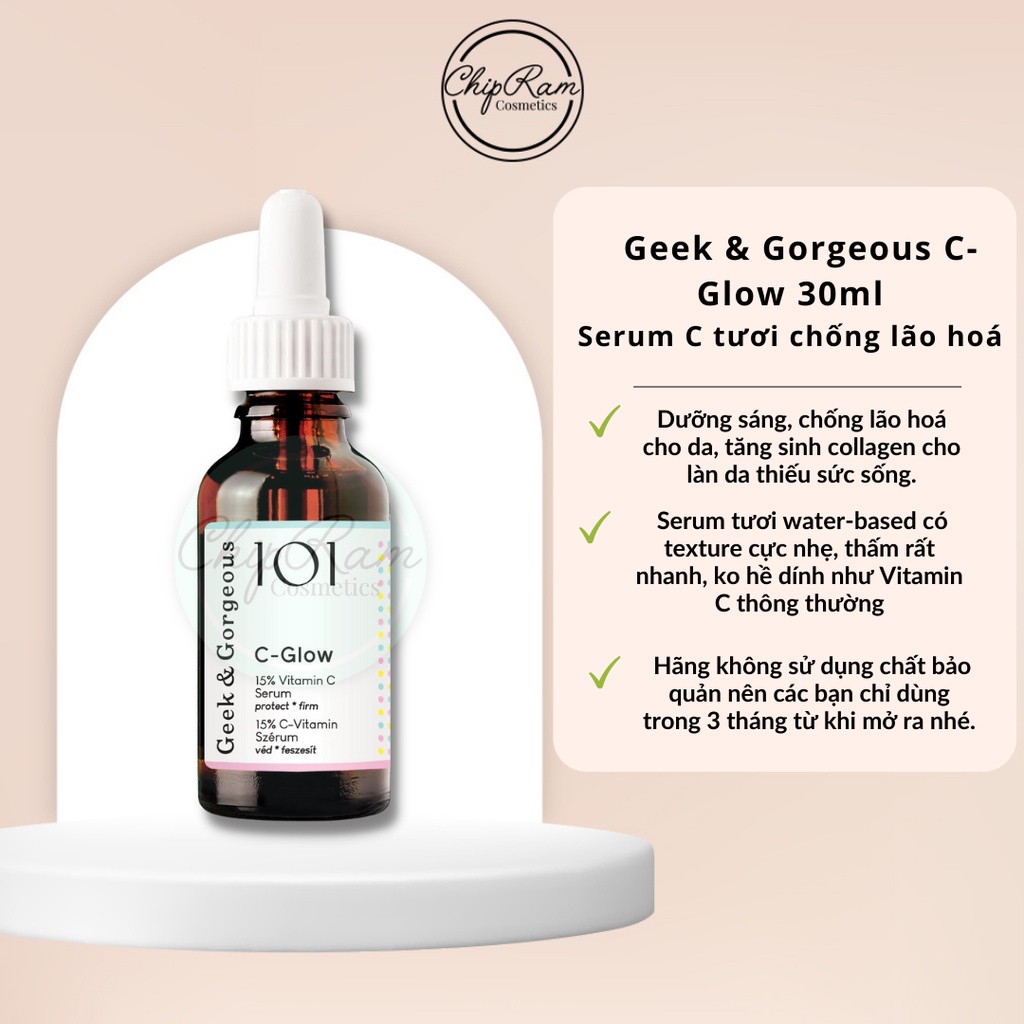 TINH CHẤT LÀM SÁNG DA VITAMIN C-GLOW GEEK &amp; GORGEOUS 30ML