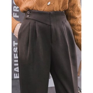 Quần big size baggy cúc lệch chun sau