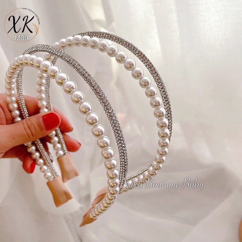 Bờm Cài Tóc Ngọc Kim Cương Party Style Hàn Quốc Cho Bé, Phụ Kiện Cài Tóc Tiểu Thư Quảng Châu Cao Cấp Bé Gái [ẢNH THẬT