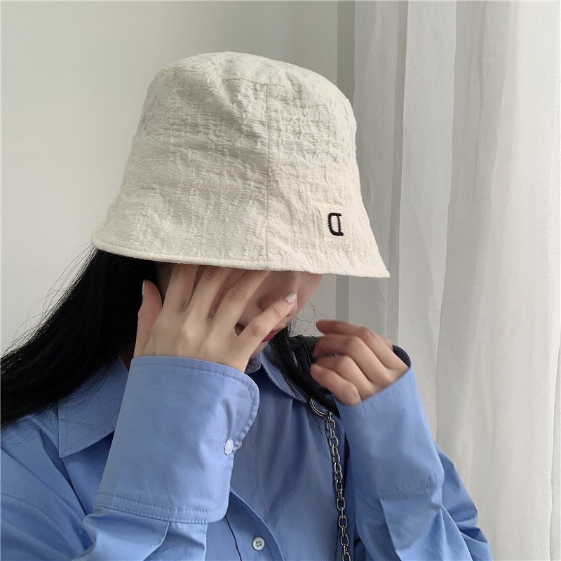 Nón Xô Bucket Vành nhỏ Màu trơn Chống nắng In chữ Ulzzang Hàn Quốc Thời trang Mũ Nón Tai bèo Mùa Hè