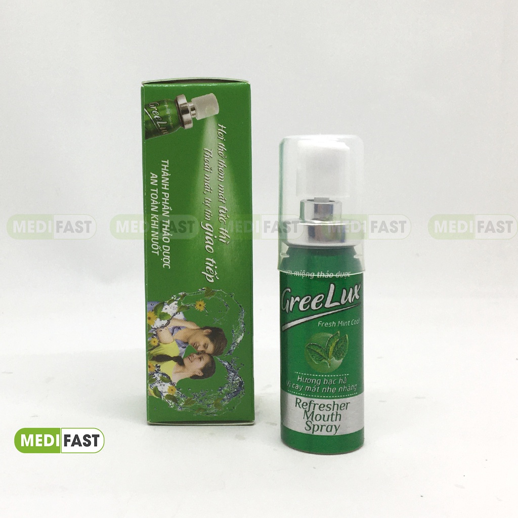 Xịt thơm miệng Greelux Thảo Dược chai 12ml hương bạc hà khử mùi hôi miệng - nước xịt thơm miệng Gree Lux